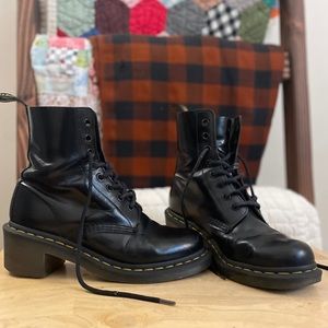 Black Dr. Martens boots with heel